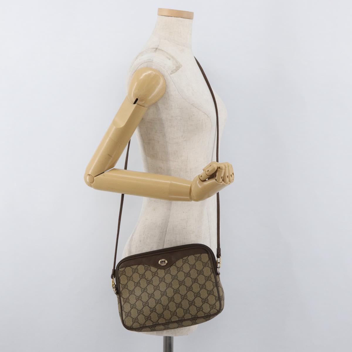 GUCCI GG Supreme Shoulder Bag PVC Beige Gold 89 02 068 Auth 180116