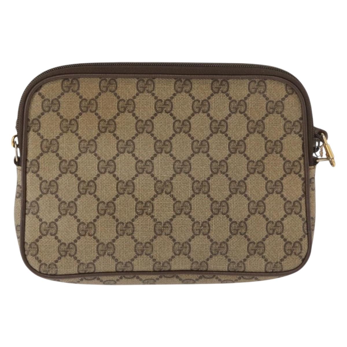 GUCCI GG Supreme Shoulder Bag PVC Beige Gold 89 02 068 Auth 180116