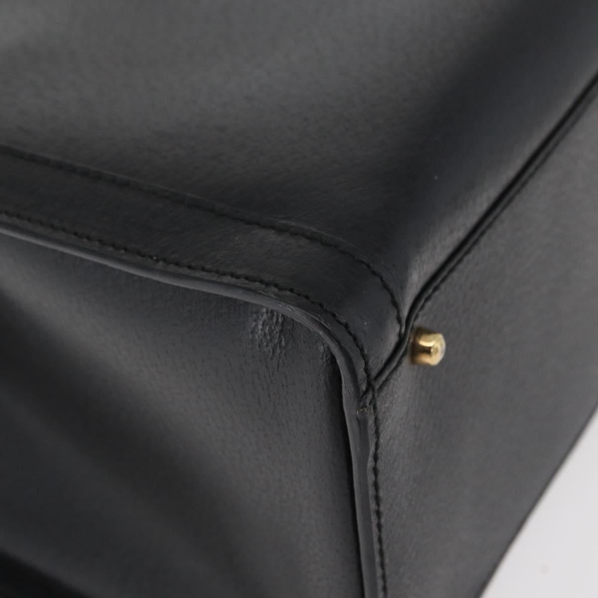GUCCI Bamboo Tote Bag Leather Black Gold 002 0260 Auth 180119
