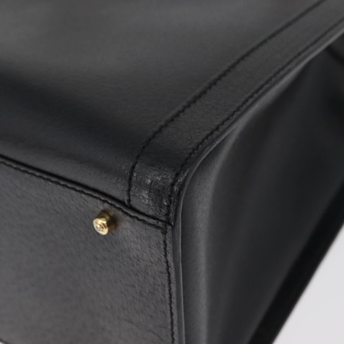 GUCCI Bamboo Tote Bag Leather Black Gold 002 0260 Auth 180119