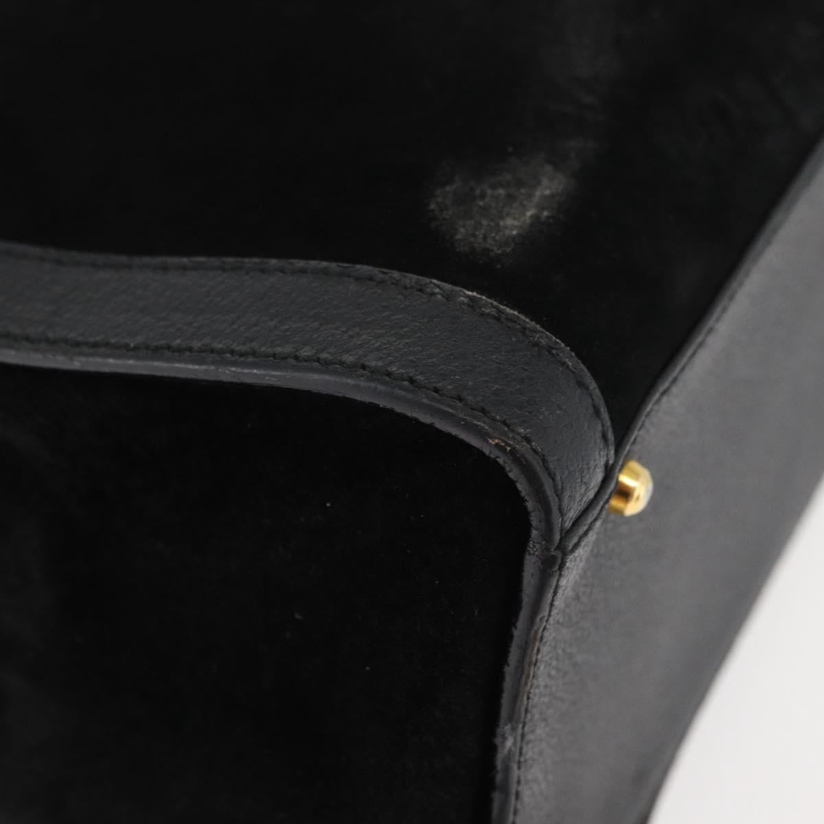 GUCCI Bamboo Tote Bag Suede Black Gold 002 1186 0260 Auth 180120
