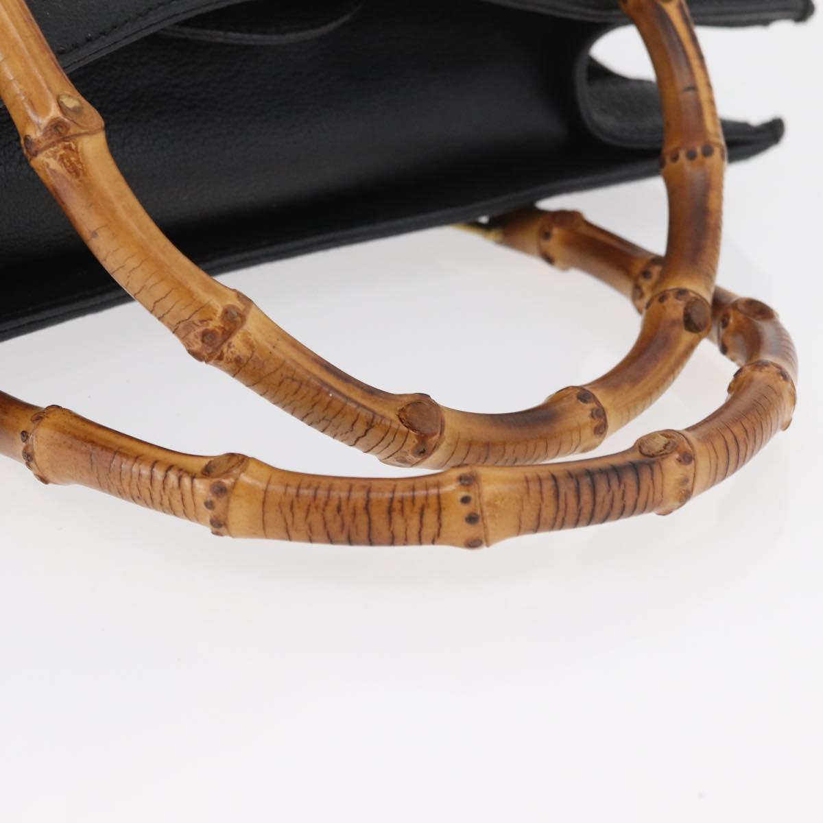 GUCCI Bamboo Tote Bag Suede Black Gold 002 1186 0260 Auth 180120