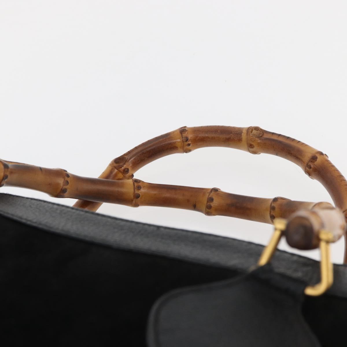 GUCCI Bamboo Tote Bag Suede Black Gold 002 1186 0260 Auth 180120