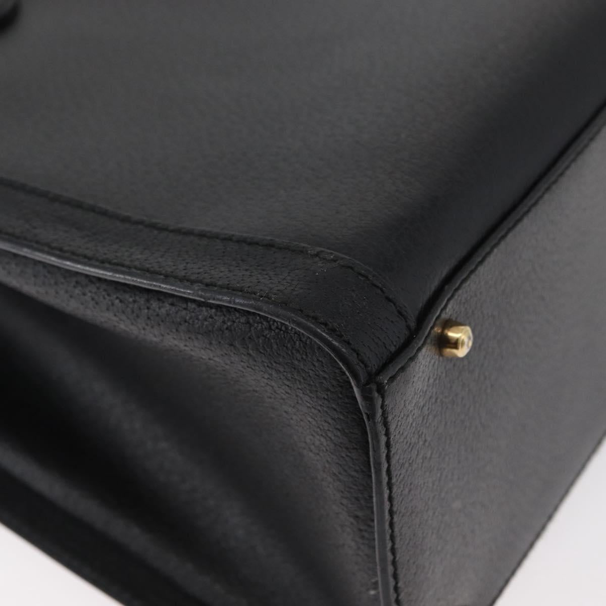 GUCCI Bamboo Tote Bag Leather Black Gold 002 2123 0260 Auth 180121