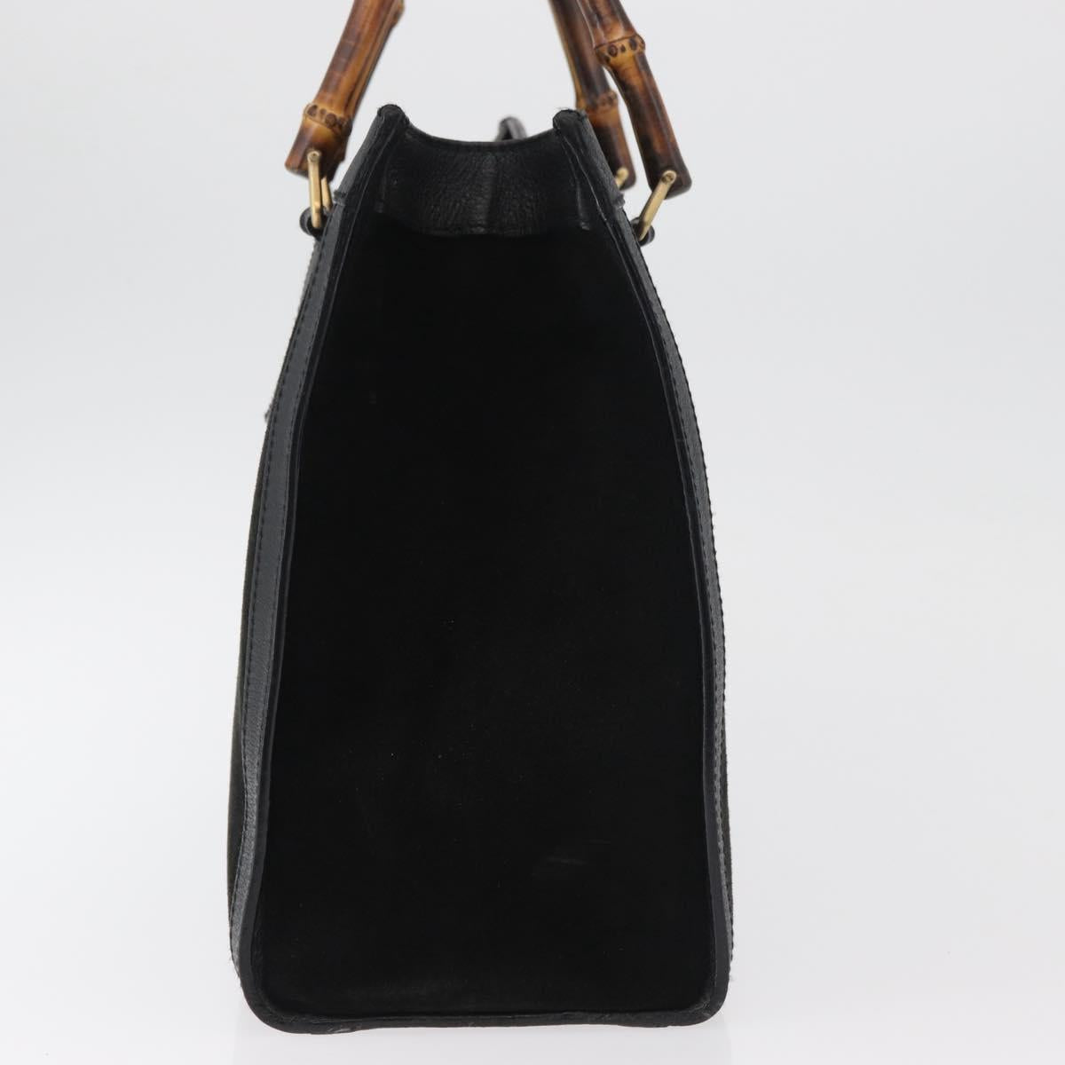 GUCCI Bamboo Tote Bag Suede Black Gold 002 1186 0260 Auth 180122