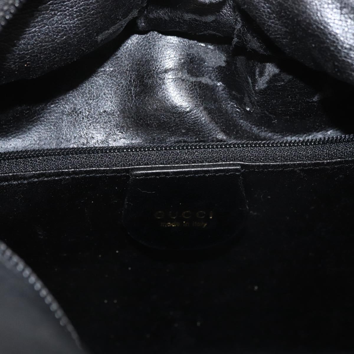 GUCCI Bamboo Hand Bag Leather Black Gold Auth 180124