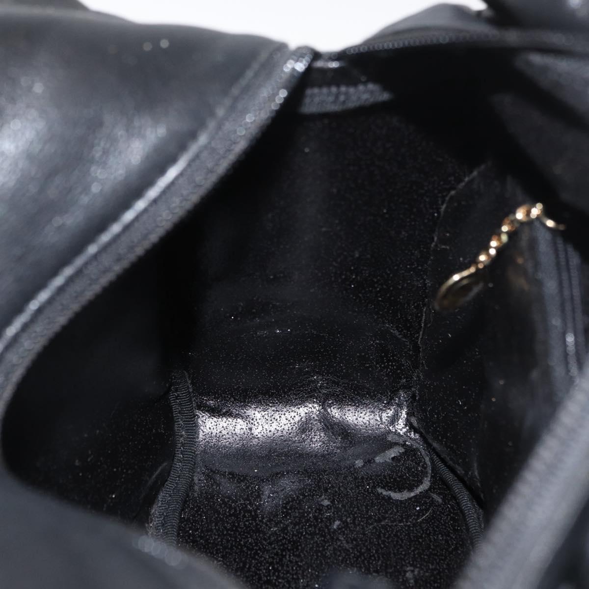 GUCCI Bamboo Hand Bag Leather Black Gold Auth 180124