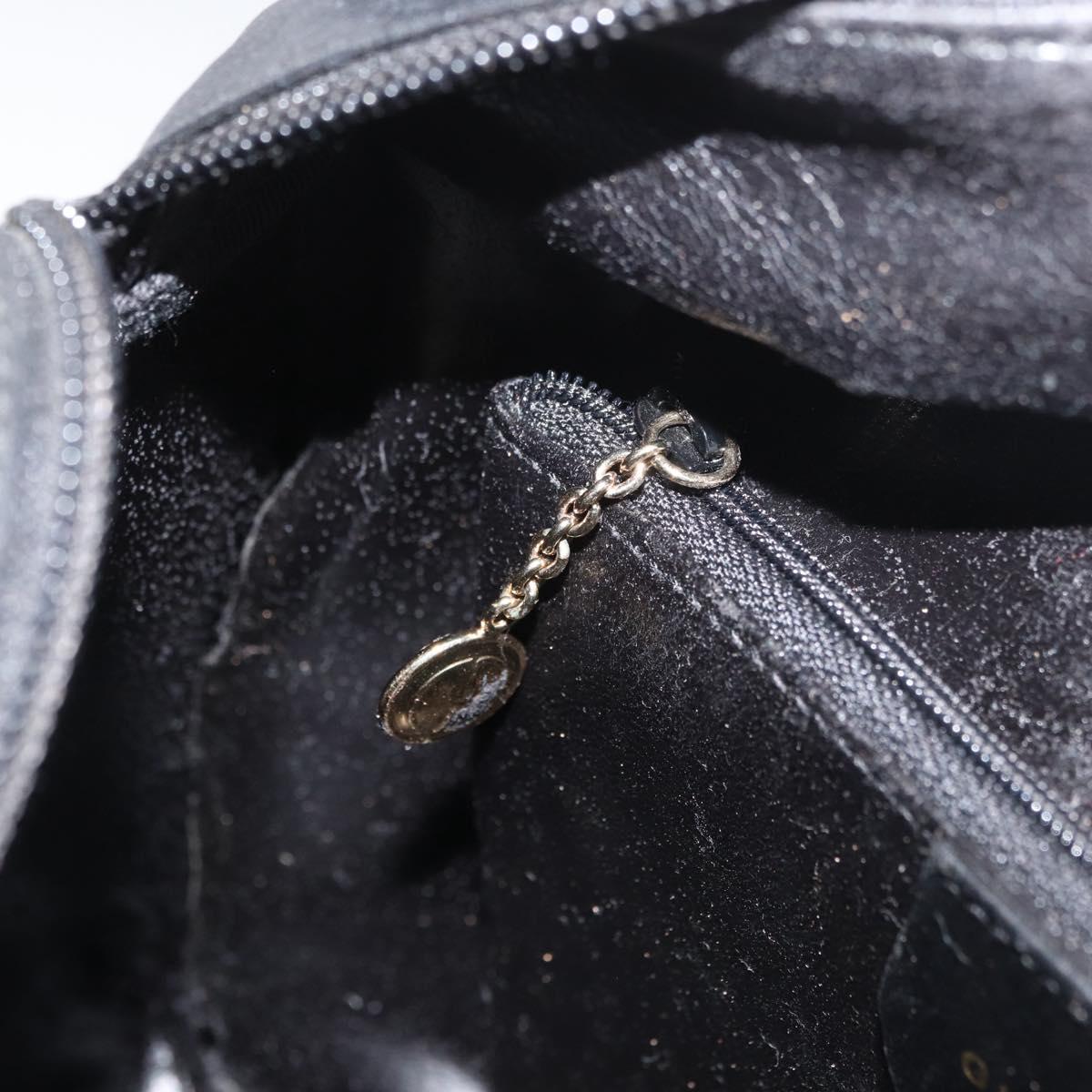 GUCCI Bamboo Hand Bag Leather Black Gold Auth 180124