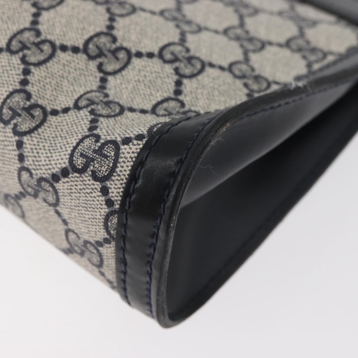 GUCCI GG Supreme Sherry Line Clutch Bag PVC Navy Red Auth 180126A