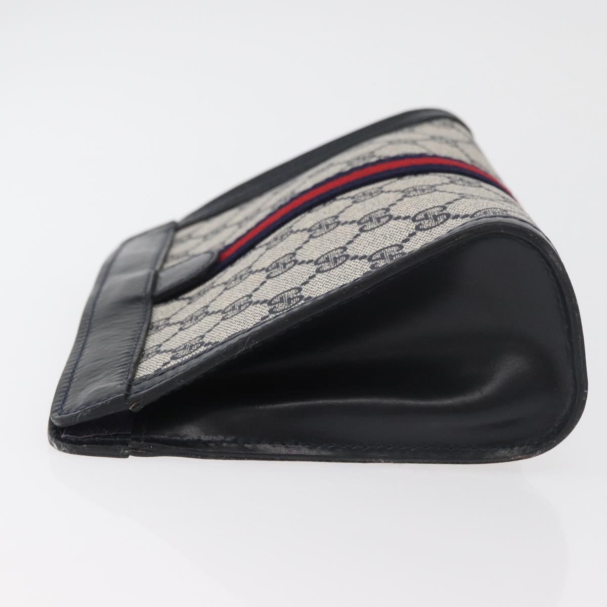 GUCCI GG Supreme Sherry Line Clutch Bag PVC Navy Red Auth 180126A