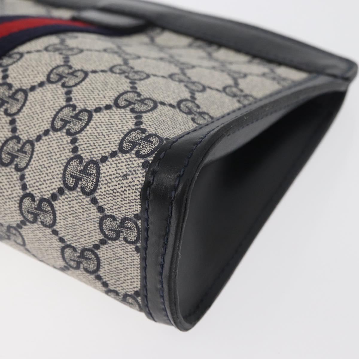 GUCCI GG Supreme Sherry Line Clutch Bag PVC Navy Red Auth 180126A