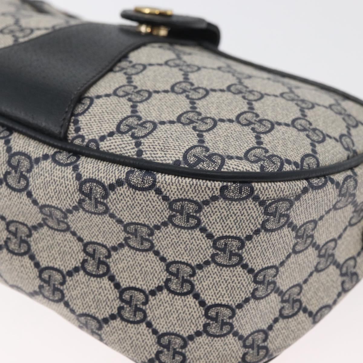 GUCCI GG Supreme Sherry Line Shoulder Bag PVC Navy Gold 89 02 032 Auth 180128