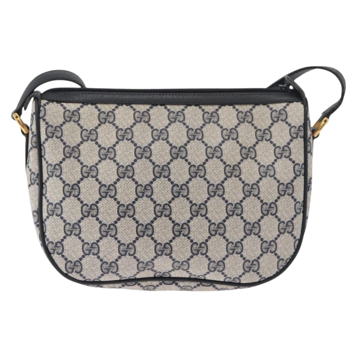 GUCCI GG Supreme Sherry Line Shoulder Bag PVC Navy Gold 89 02 032 Auth 180128