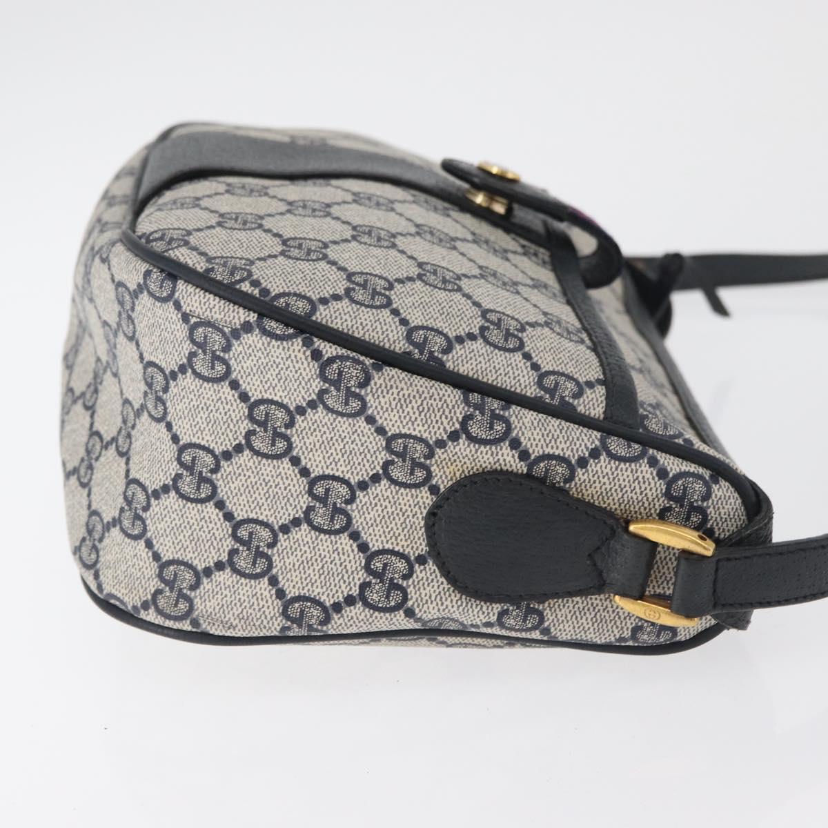 GUCCI GG Supreme Sherry Line Shoulder Bag PVC Navy Gold 89 02 032 Auth 180128