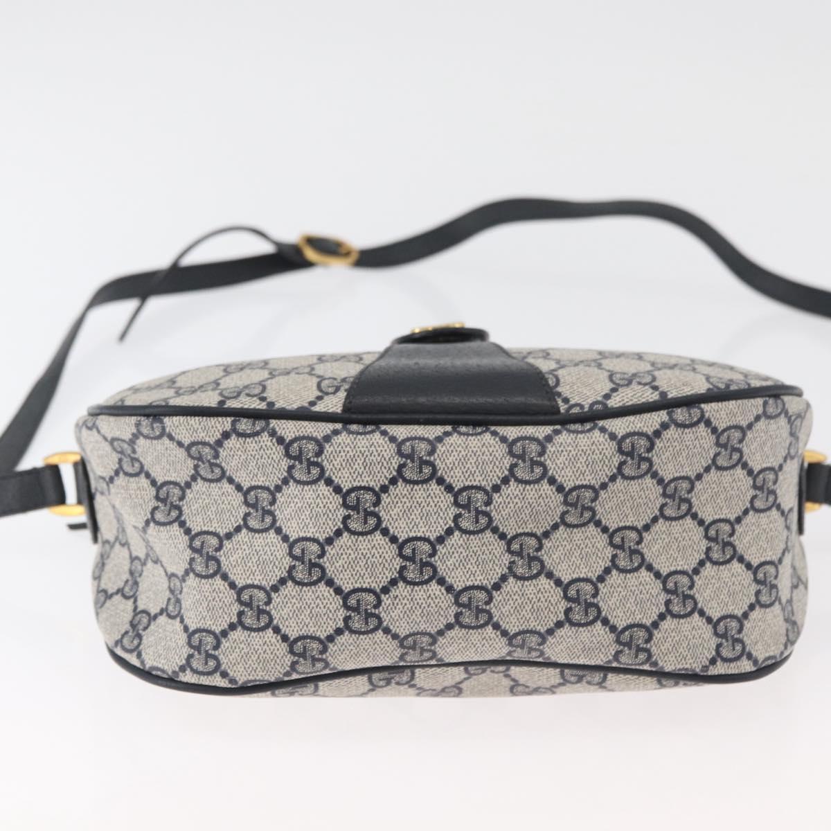 GUCCI GG Supreme Sherry Line Shoulder Bag PVC Navy Gold 89 02 032 Auth 180128