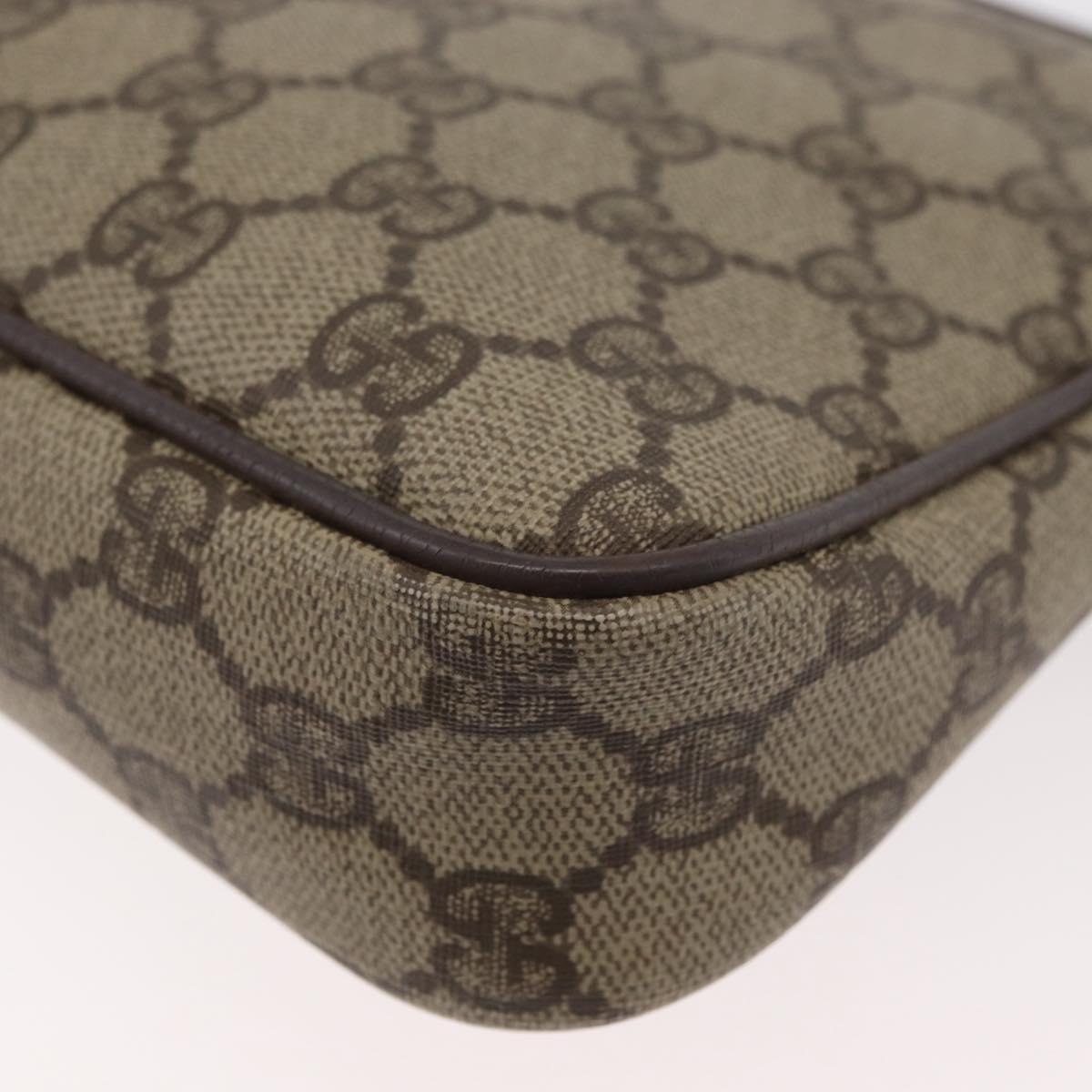 GUCCI GG Supreme Shoulder Bag PVC Beige Gold Auth 180129