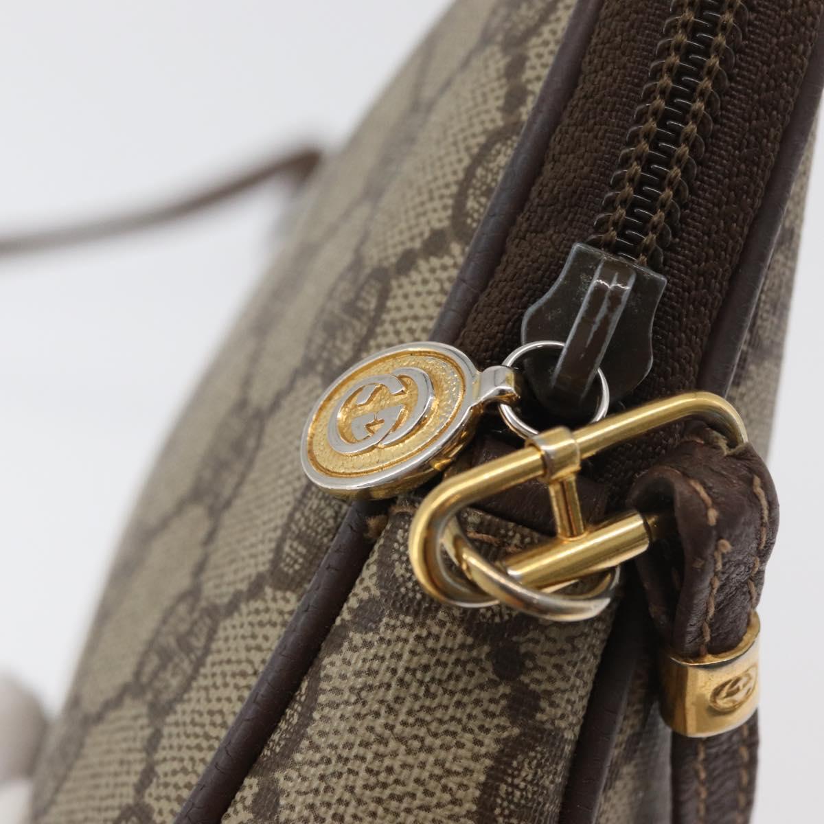 GUCCI GG Supreme Shoulder Bag PVC Beige Gold Auth 180129