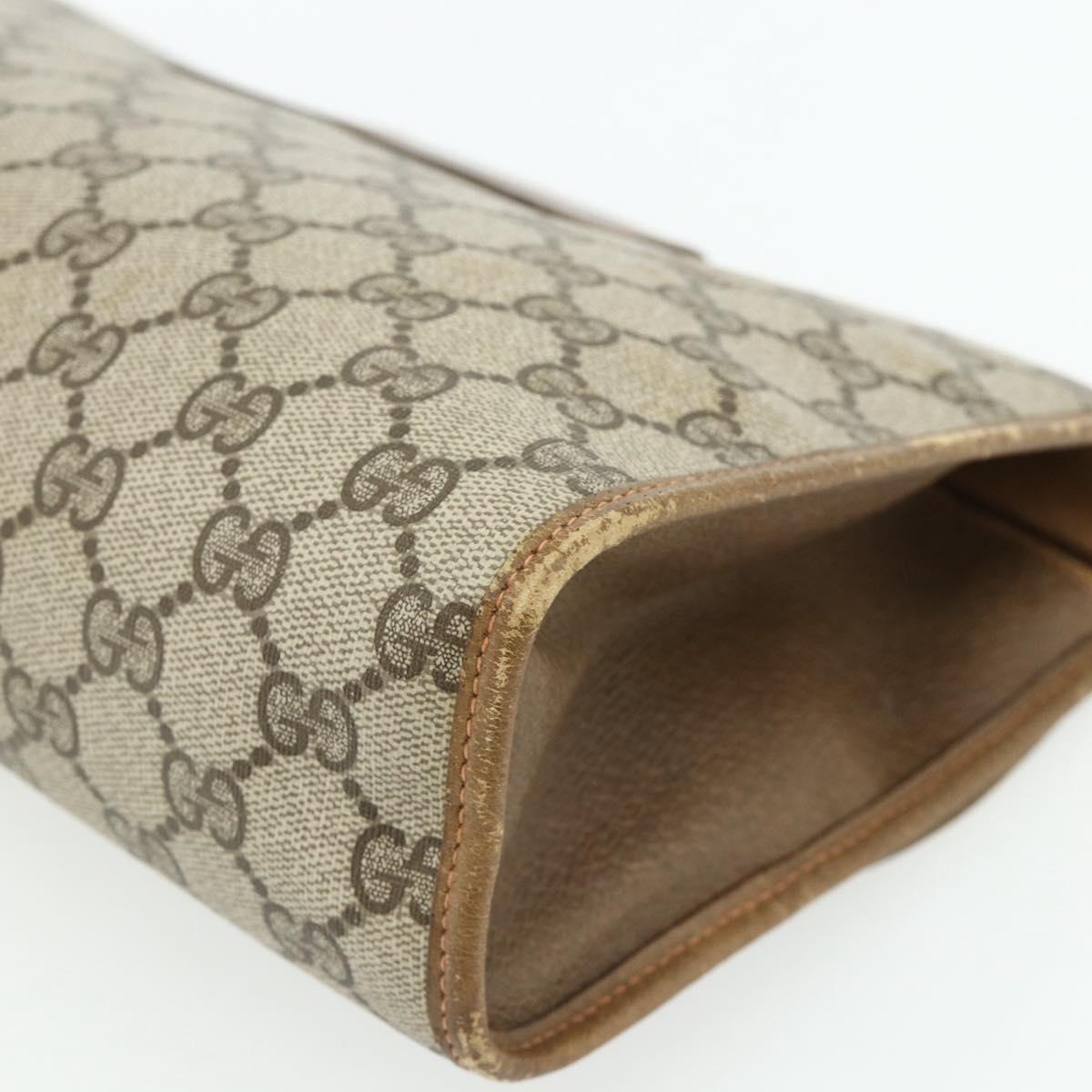 GUCCI GG Supreme Web Sherry Line Clutch Bag PVC Beige Gold 89 01 031 Auth 180130
