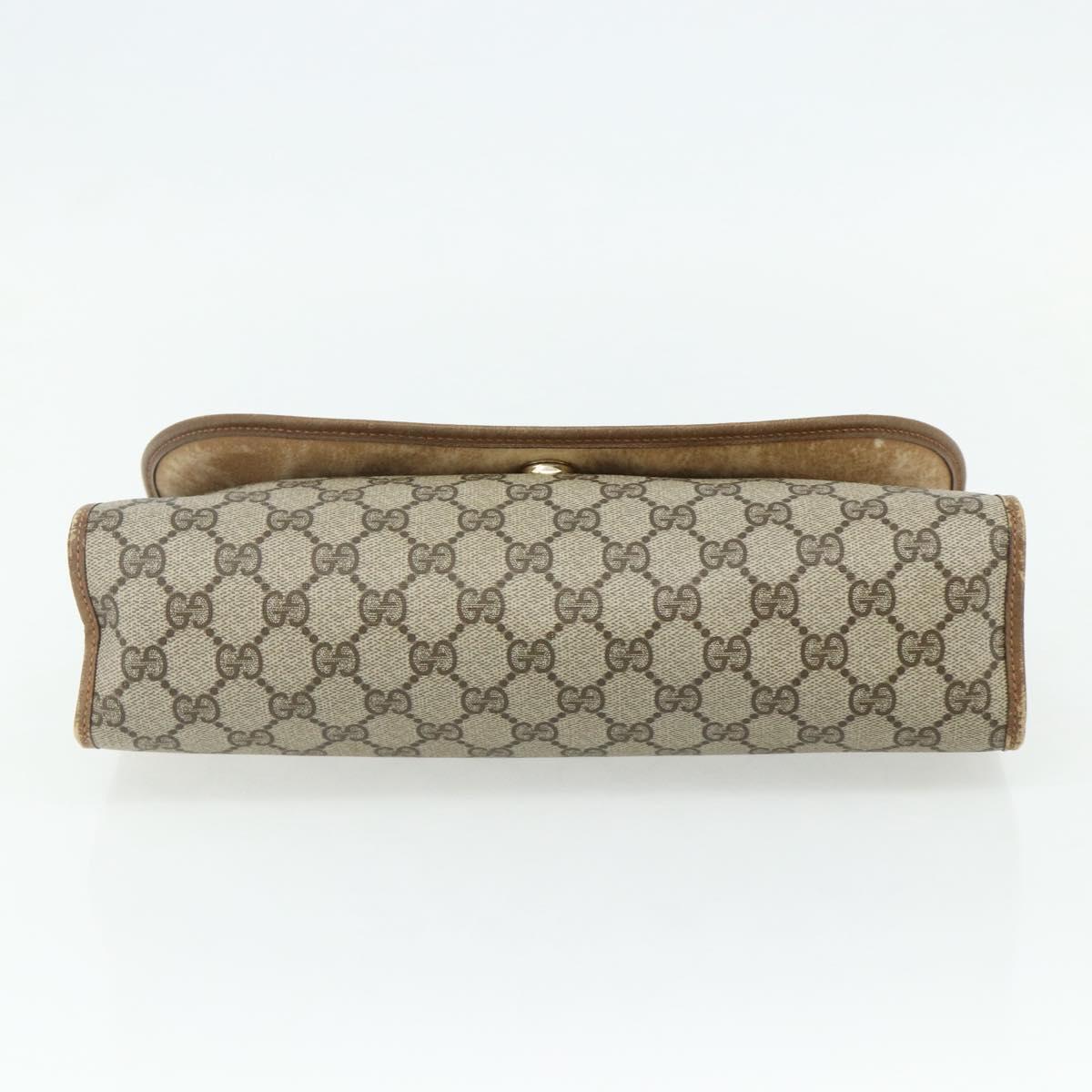 GUCCI GG Supreme Web Sherry Line Clutch Bag PVC Beige Gold 89 01 031 Auth 180130