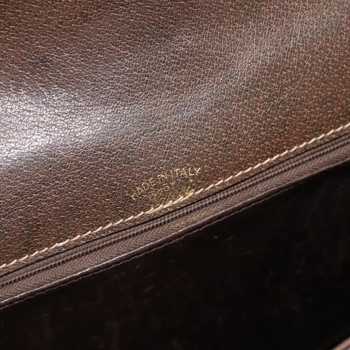 GUCCI Web Sherry Line Shoulder Bag Leather Brown Gold Red Auth 180133