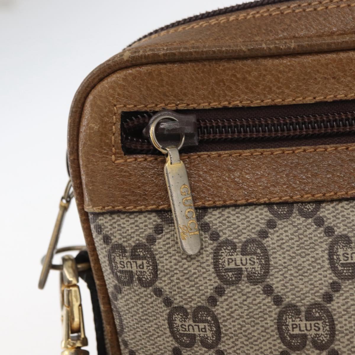 GUCCI GG Plus Supreme Clutch Bag PVC Beige Gold Auth 180134