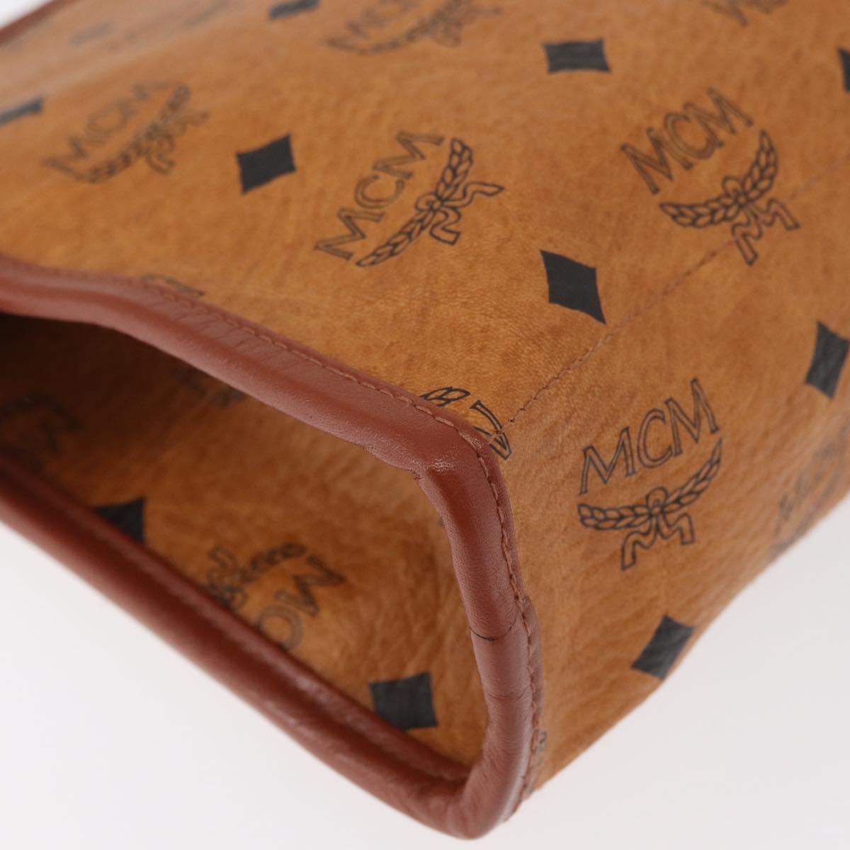 MCM Vicetos Logogram Clutch Bag PVC Brown Gold Auth 180135