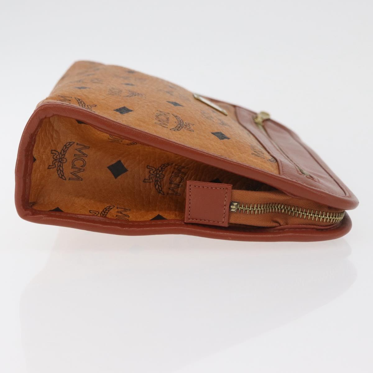 MCM Vicetos Logogram Clutch Bag PVC Brown Gold Auth 180135