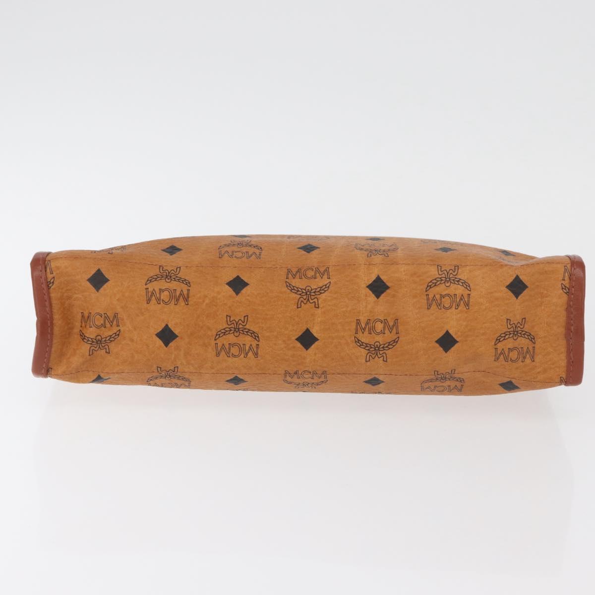 MCM Vicetos Logogram Clutch Bag PVC Brown Gold Auth 180135