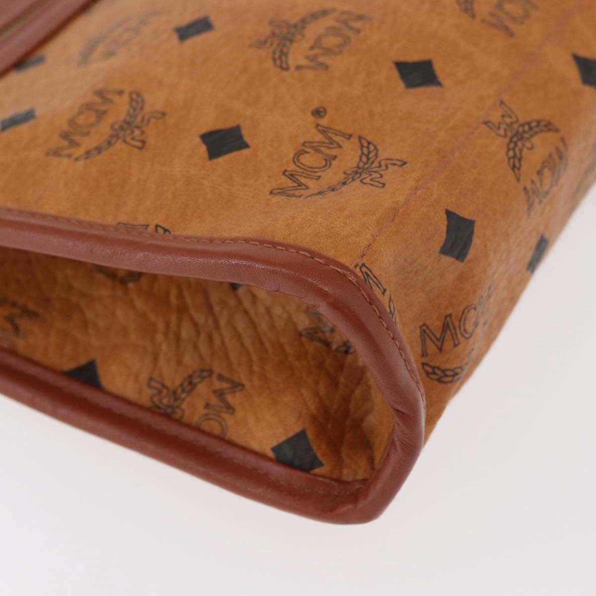MCM Vicetos Logogram Clutch Bag PVC Brown Gold Auth 180135