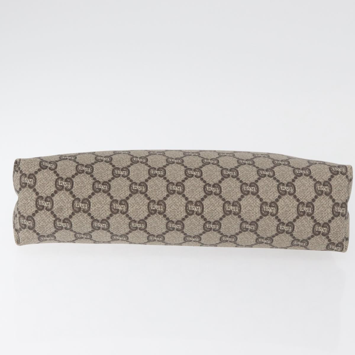 GUCCI GG Plus Supreme Clutch Bag PVC Beige Gold Auth 180136