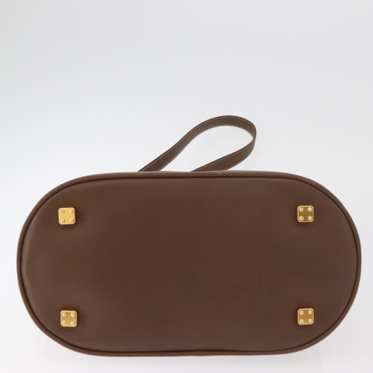 LOEWE Anagram Hand Bag Leather 2way Brown Gold Auth 180138A