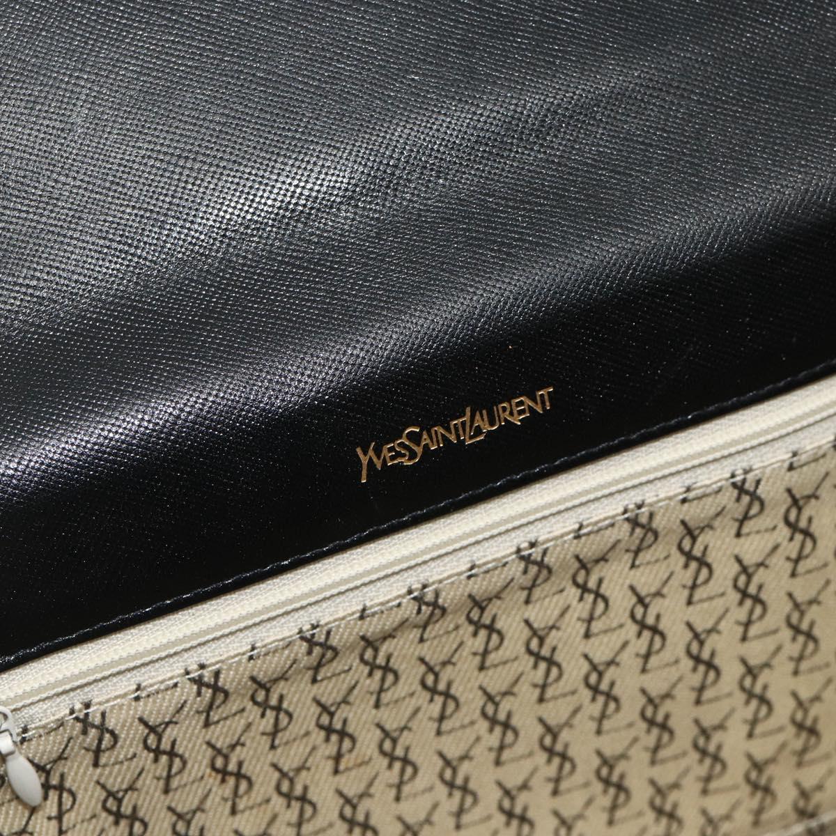 SAINT LAURENT Clutch Bag Leather Black Gold Auth 180142