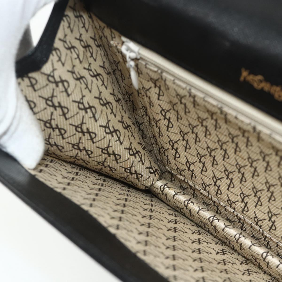 SAINT LAURENT Clutch Bag Leather Black Gold Auth 180142