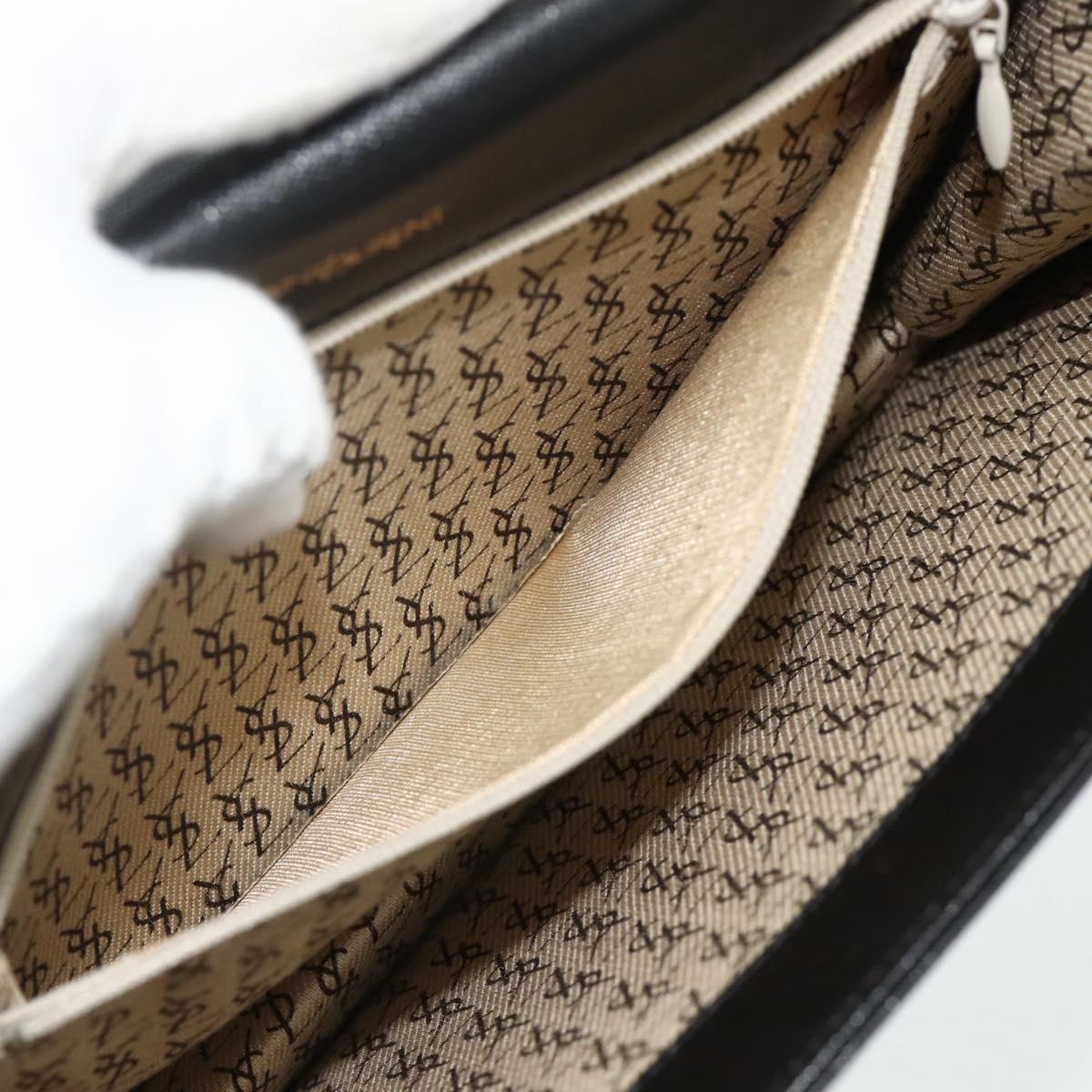 SAINT LAURENT Clutch Bag Leather Black Gold Auth 180142
