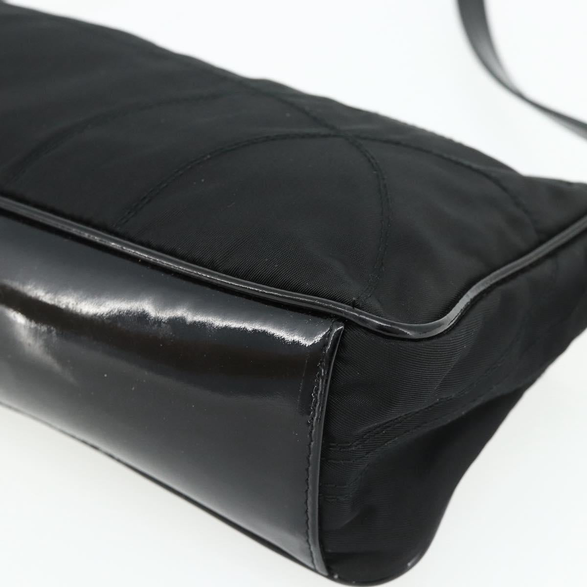 PRADA Shoulder Bag Nylon Black Silver Auth 180145A