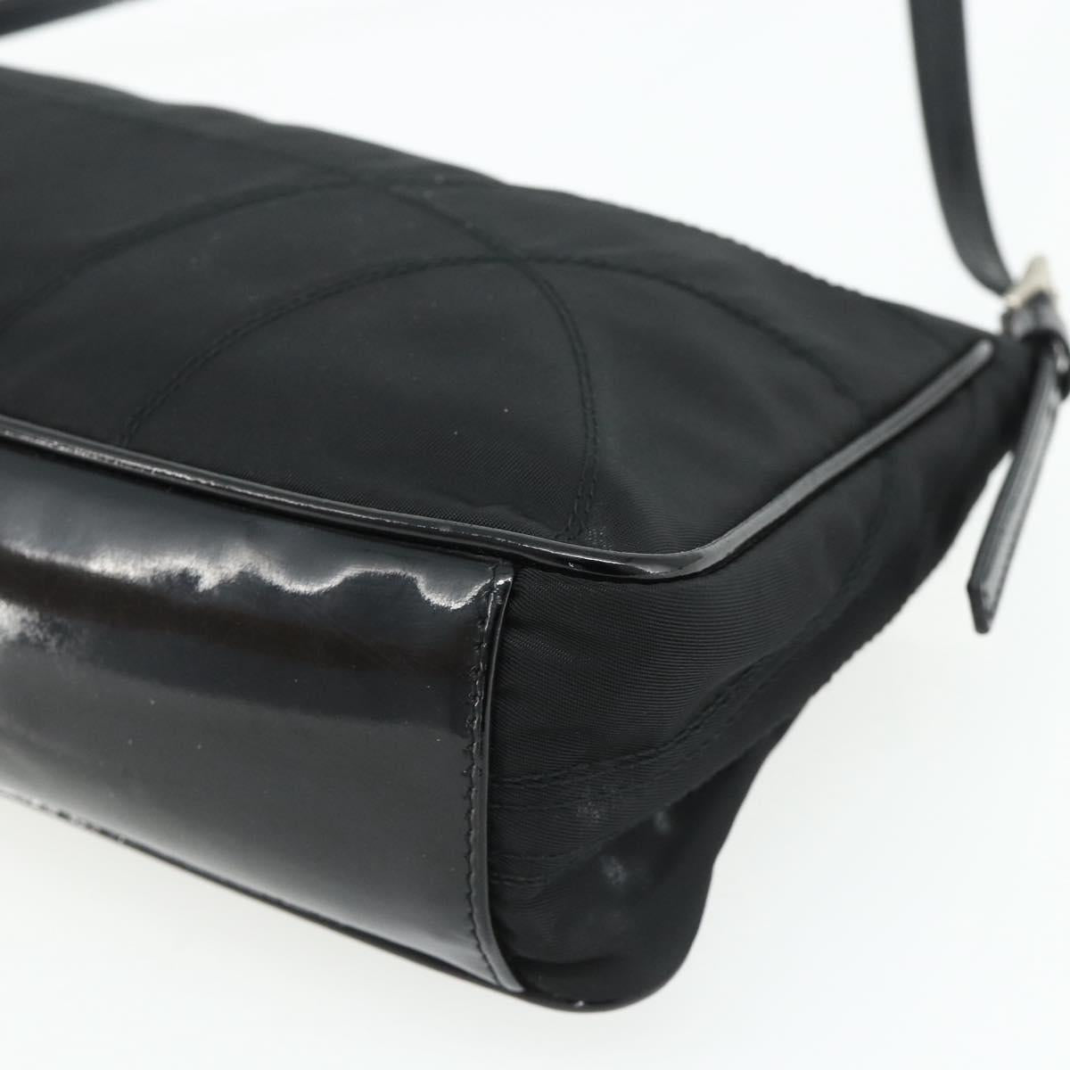 PRADA Shoulder Bag Nylon Black Silver Auth 180145A