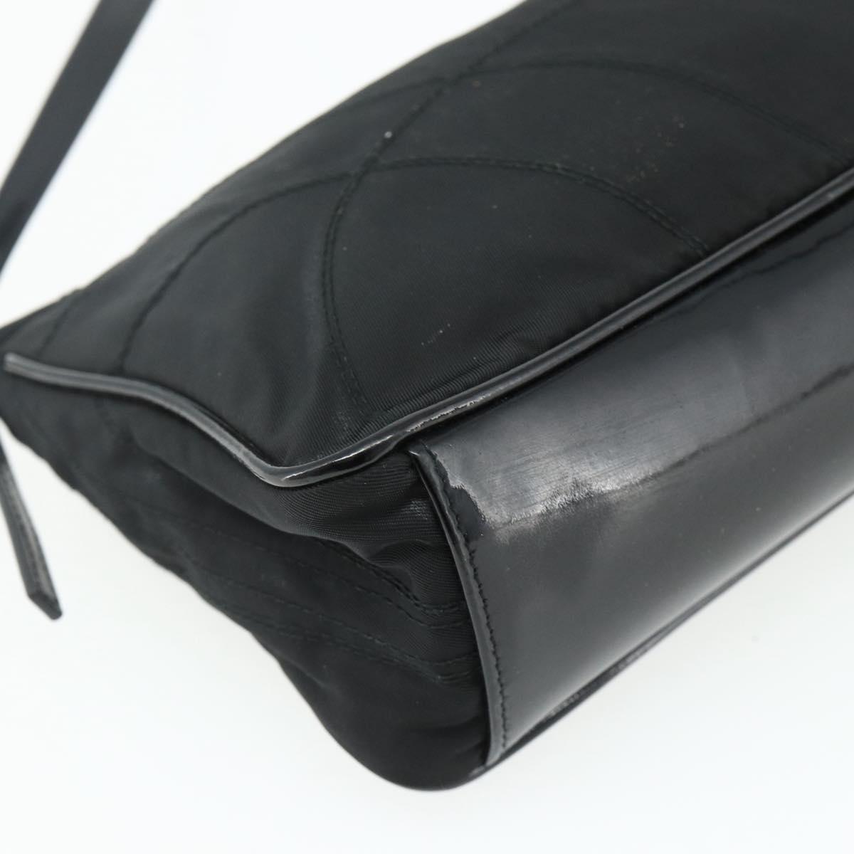 PRADA Shoulder Bag Nylon Black Silver Auth 180145A