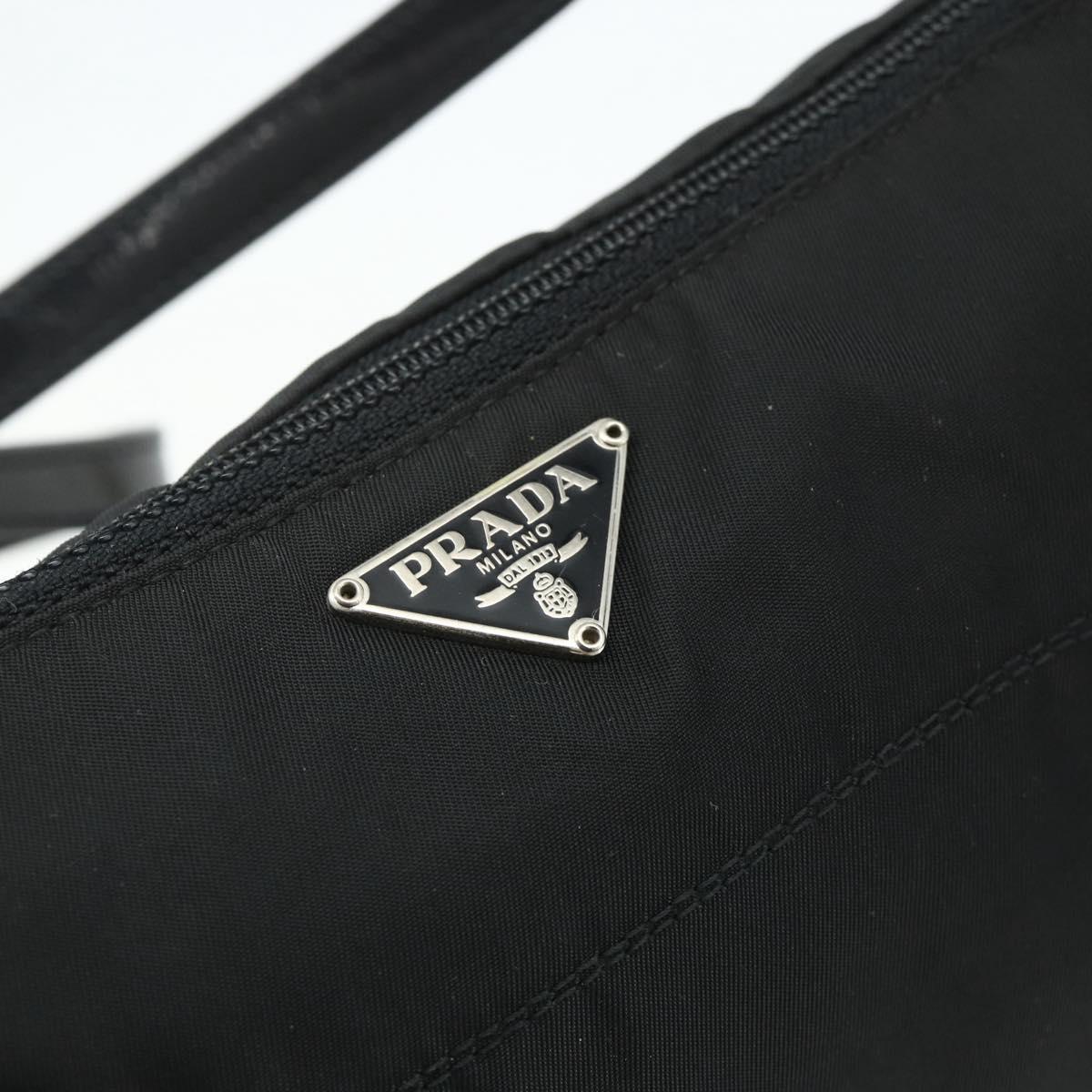 PRADA Shoulder Bag Nylon Black Silver Auth 180145A