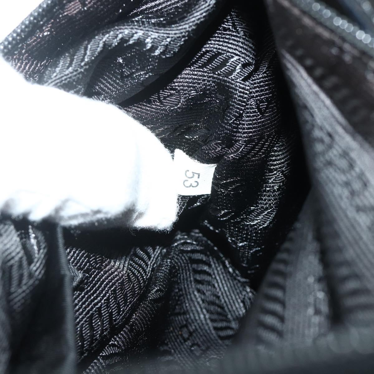 PRADA Shoulder Bag Nylon Black Silver Auth 180145A