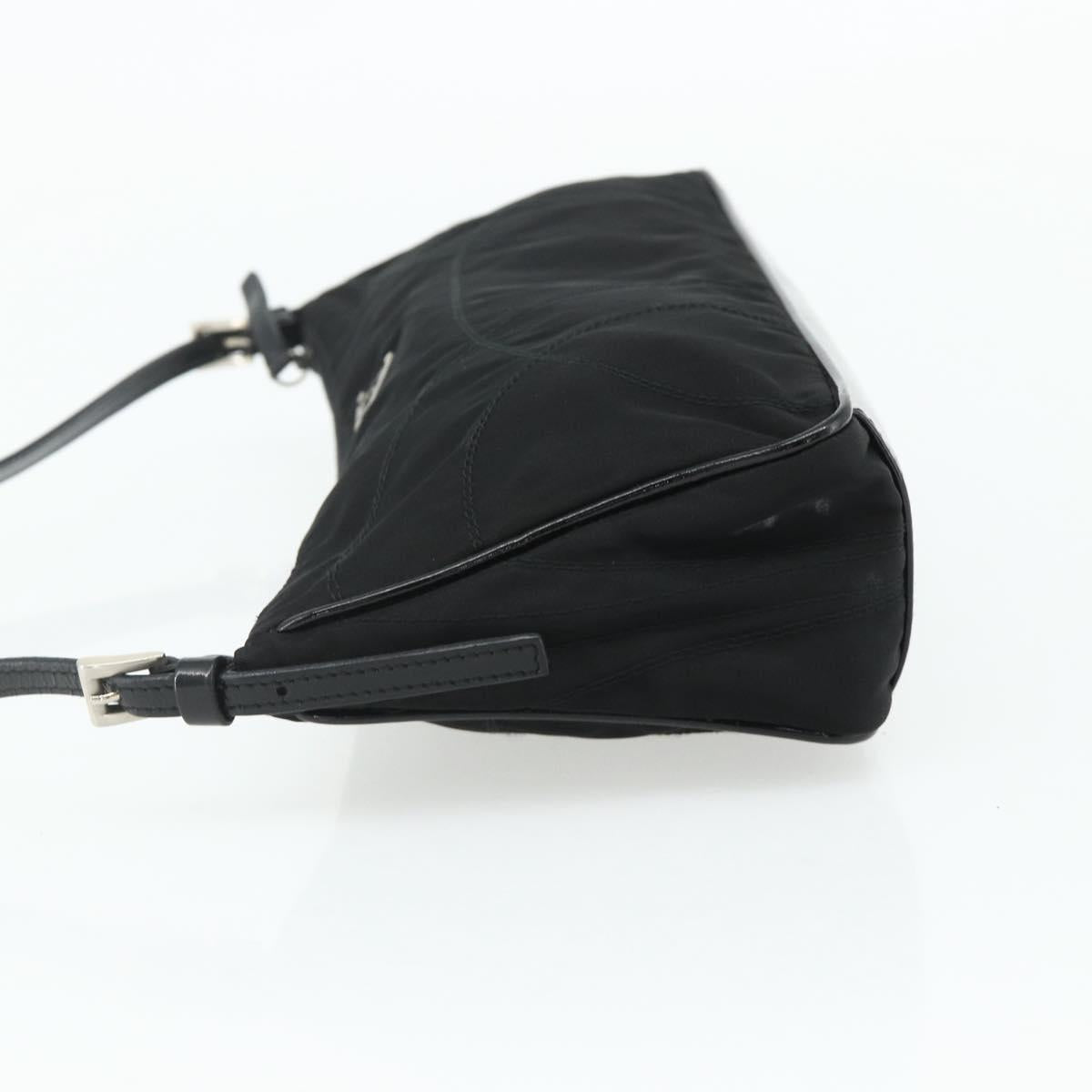 PRADA Shoulder Bag Nylon Black Silver Auth 180145A
