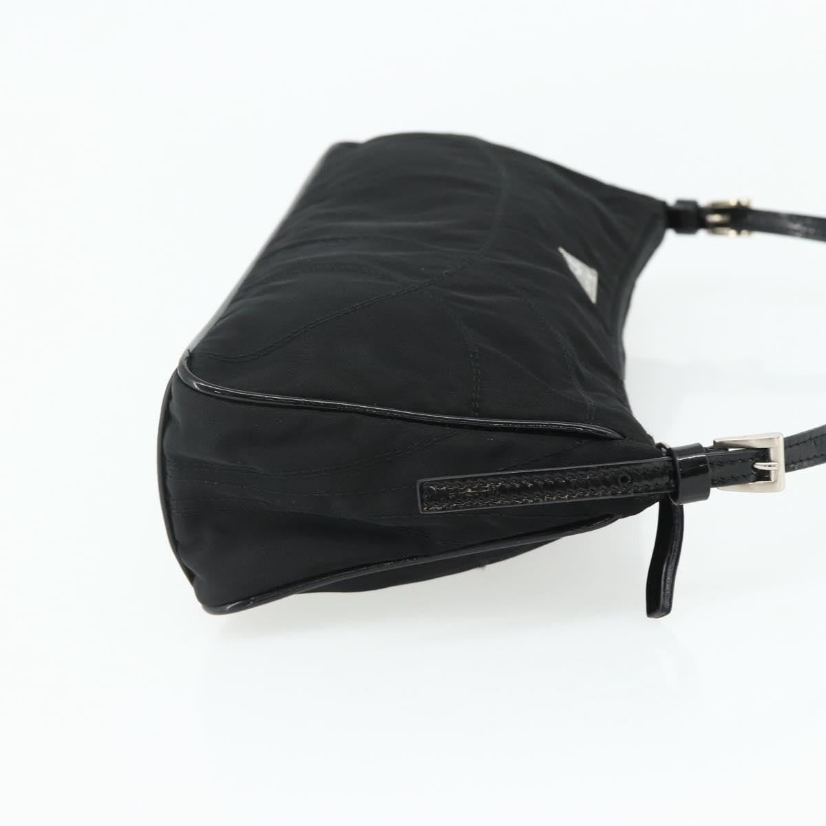 PRADA Shoulder Bag Nylon Black Silver Auth 180145A