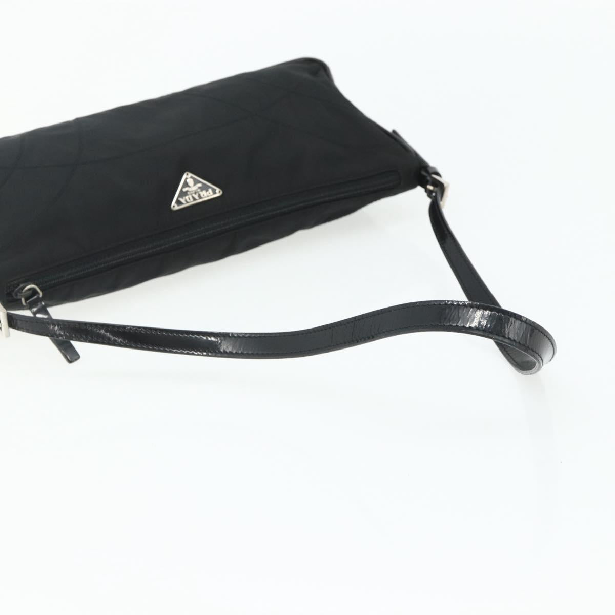 PRADA Shoulder Bag Nylon Black Silver Auth 180145A