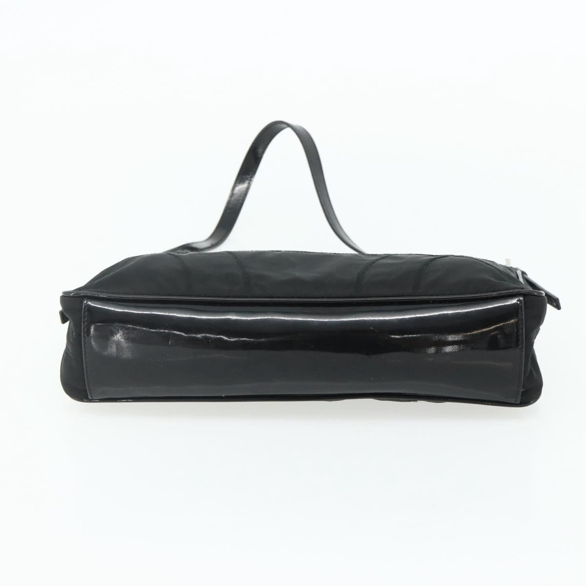 PRADA Shoulder Bag Nylon Black Silver Auth 180145A