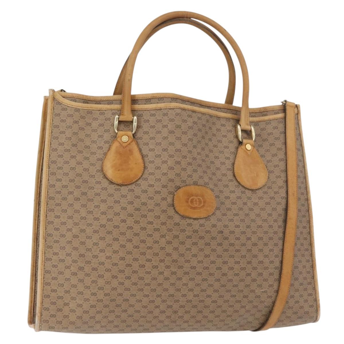 GUCCI Micro GG Supreme Tote Bag PVC 2way Beige Gold 002 904 0556 Auth 180147
