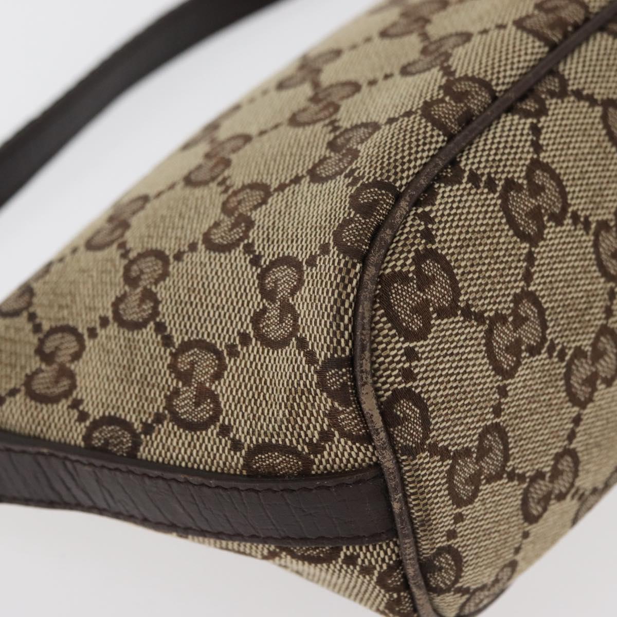 GUCCI GG Canvas Accessory Pouch Beige Silver 141809 Auth 180149