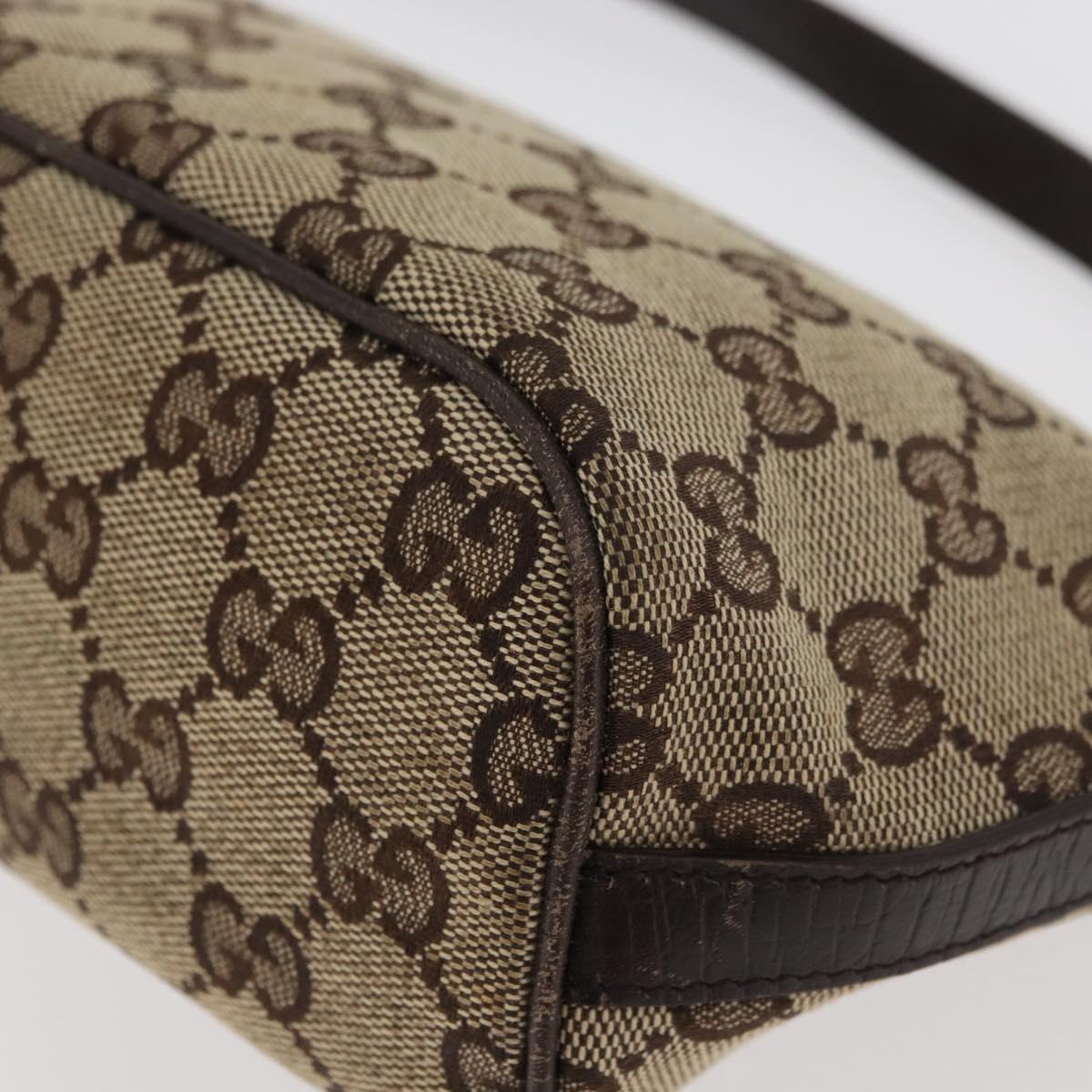 GUCCI GG Canvas Accessory Pouch Beige Silver 141809 Auth 180149