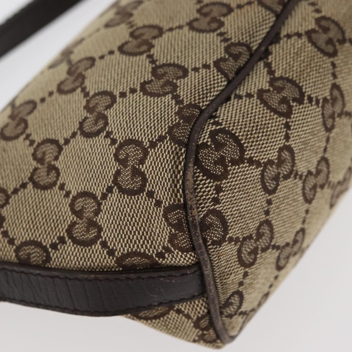GUCCI GG Canvas Accessory Pouch Beige Silver 141809 Auth 180149