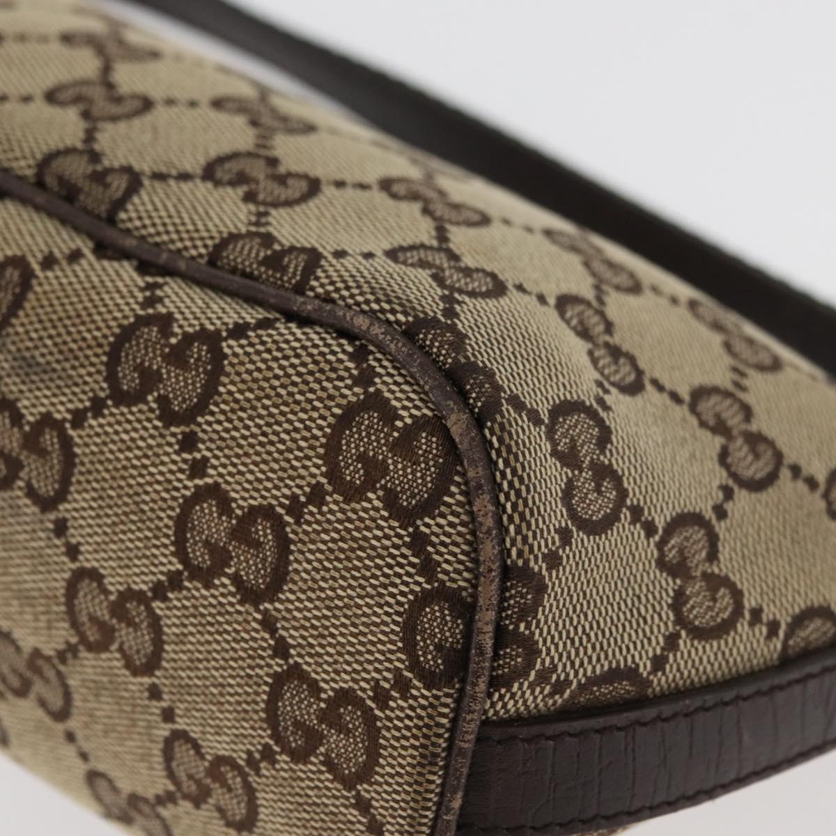 GUCCI GG Canvas Accessory Pouch Beige Silver 141809 Auth 180149