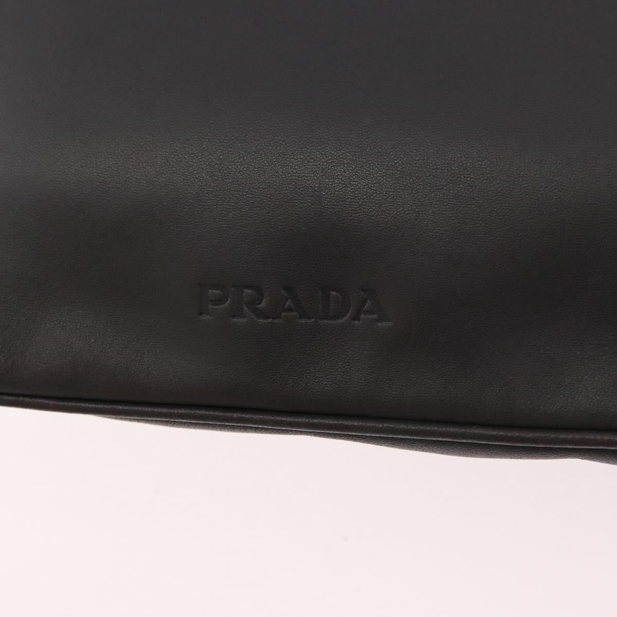 PRADA Shoulder Bag Leather Gray Silver Auth 180150