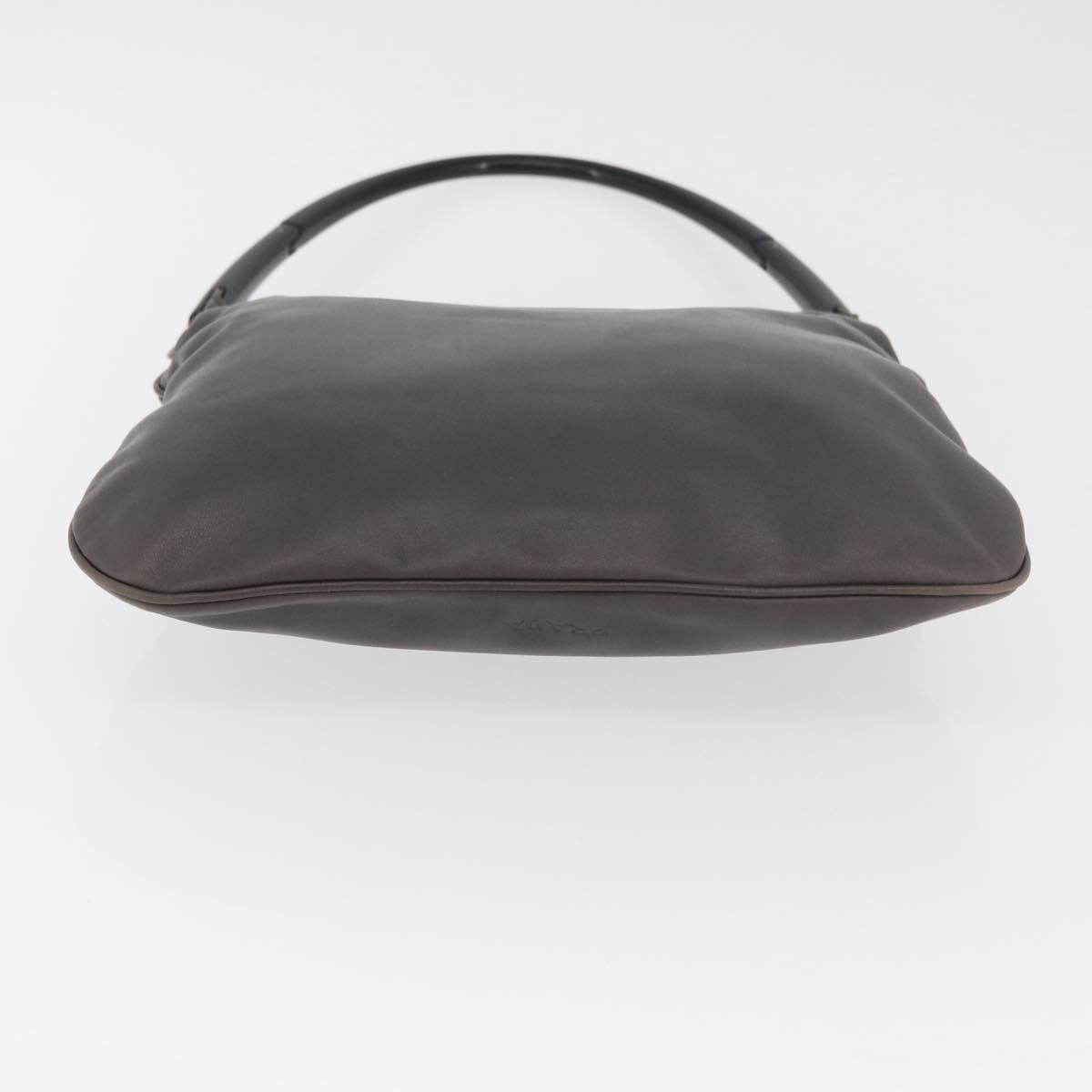 PRADA Shoulder Bag Leather Gray Silver Auth 180150